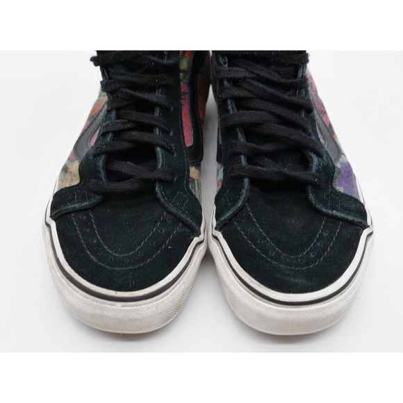 Vans Sk8 Hi Sneakers Womens 5.5 Black Suede Floral Print High Top Lace Up Shoes - Picture 6 of 11
